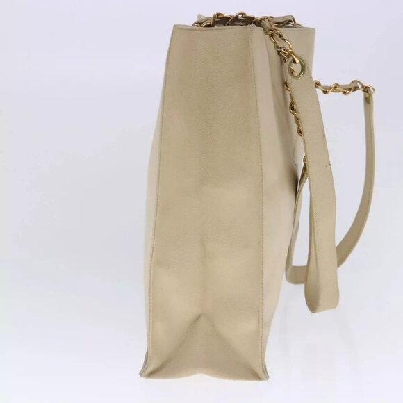 CHANEL COCO Mark Chain Tote Bag Caviar Skin Beige Gold CC Auth - Picture 14 of 16